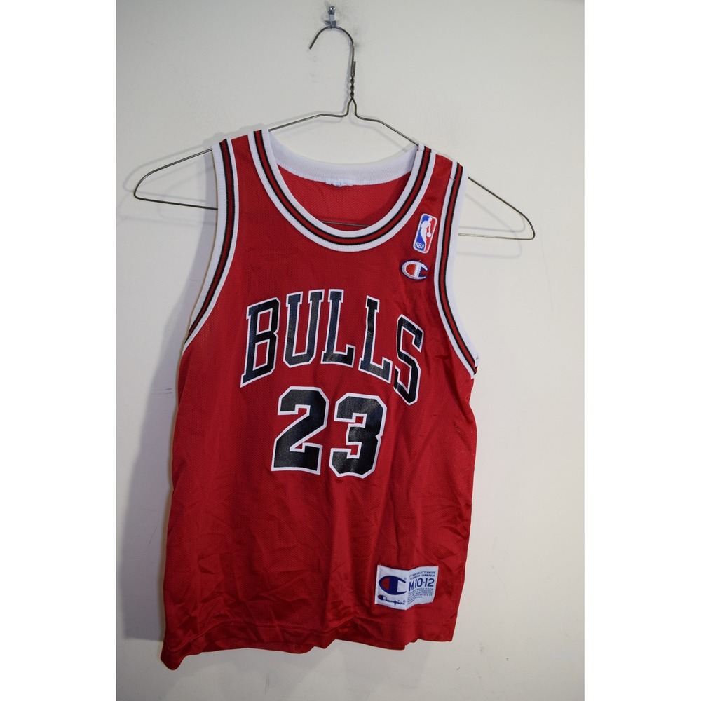 Vintage Champion Michael Jordan Chicago Bulls Jersey Kids M 10-12 Red NBA 23